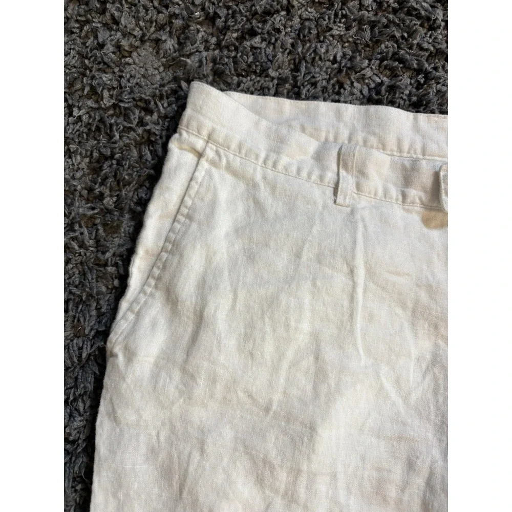 H&M Men's Pants 100% Linen White Beach Resort Sz 35x31 Pockets Comfort